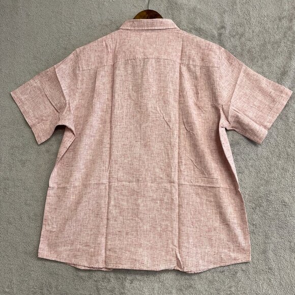 NEW Weatherproof Men's XL Short Sleeve Button-Up Shirt Red Linen Blend - Picture 4 of 9